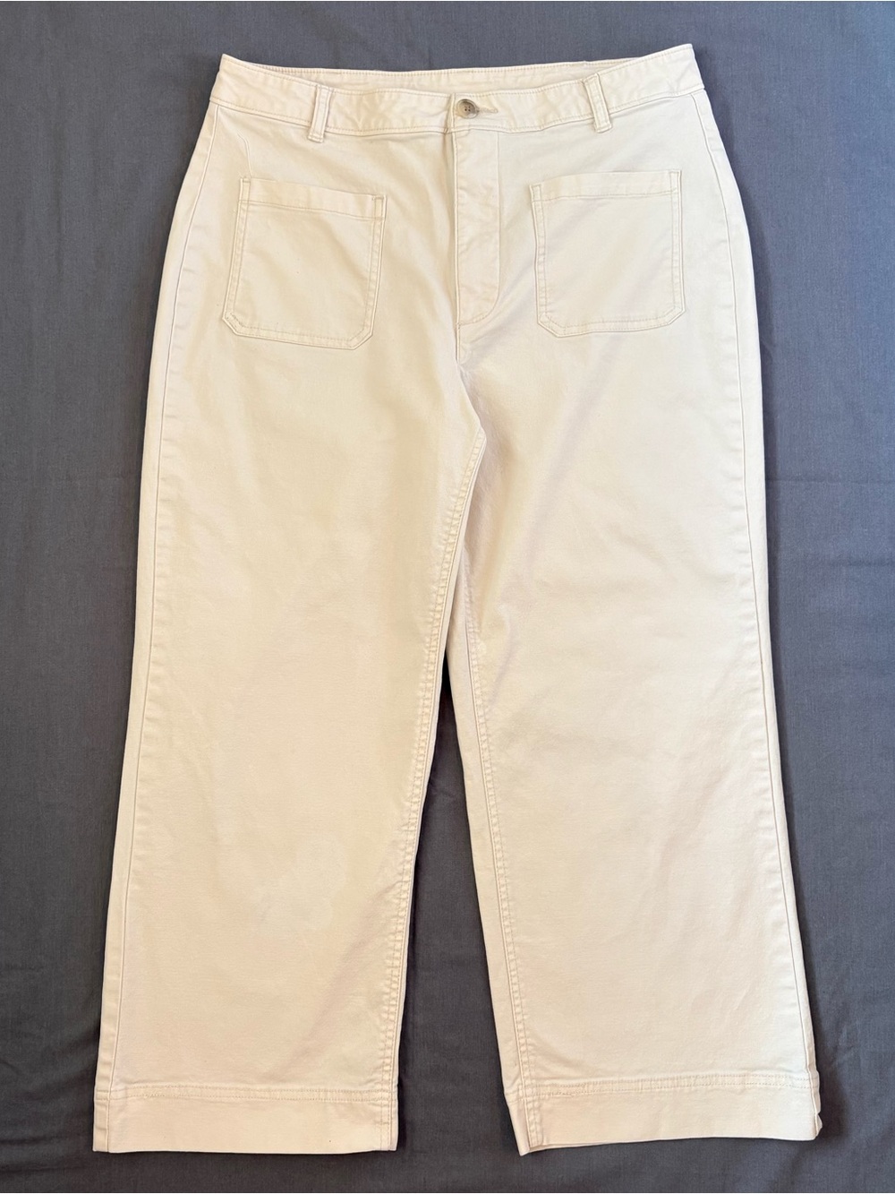 Old Navy High Rise Wide Leg Chino Pants Cream Off-White 12 Womens